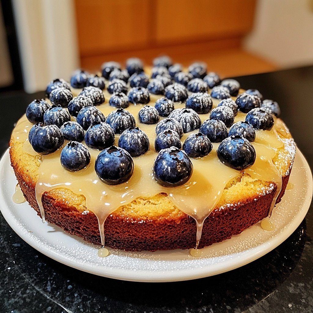 Zitronenkuchen mit Blaubeeren