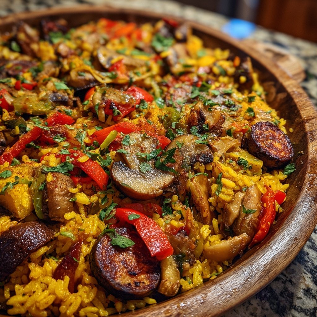 Paella mit Pilzen
