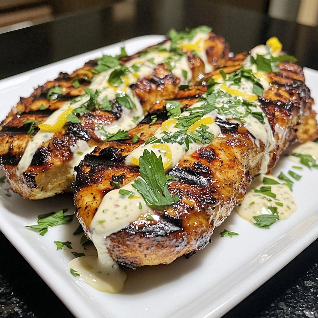 Hähnchenbrust mit Zitronen Joghurt Sauce